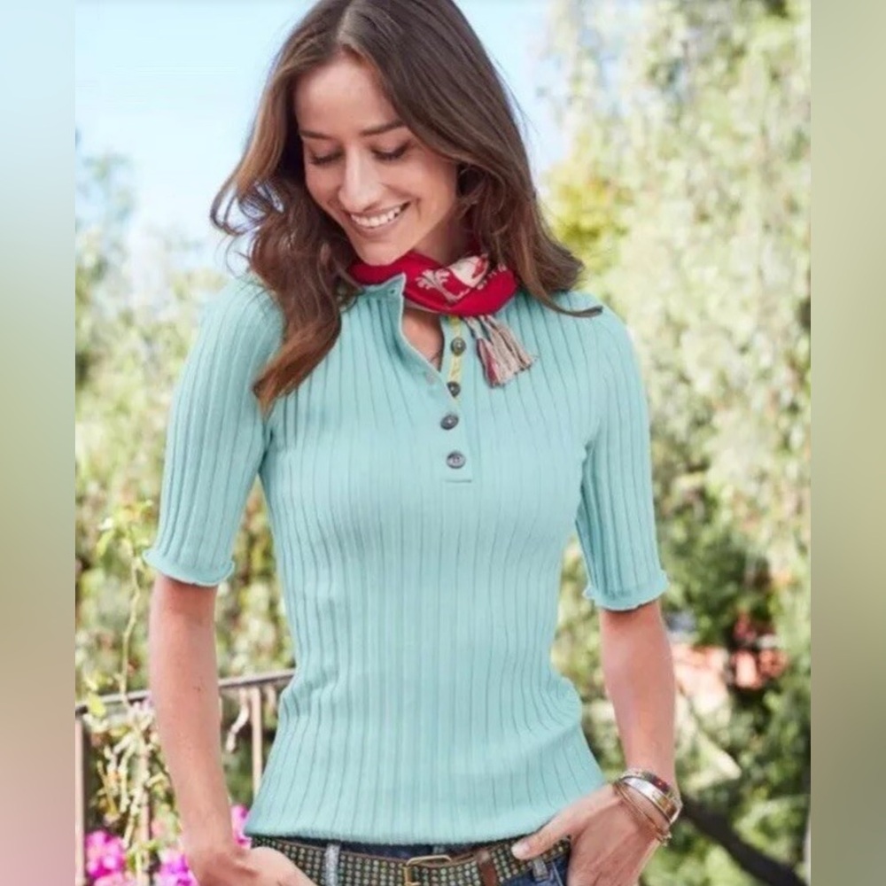 Sundance Legends Henley Organic Ribbed Knit Sweater